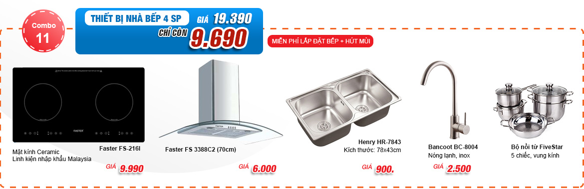 Combo bếp từ máy hút mùi giá rẻ cực sốc trong mùa hè nắng nóng