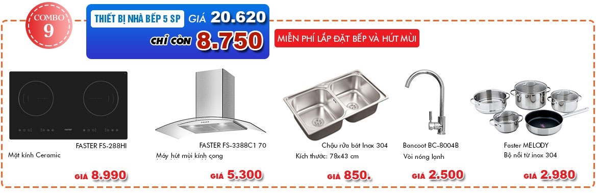 Combo bếp từ máy hút mùi giá rẻ cực sốc trong mùa hè nắng nóng