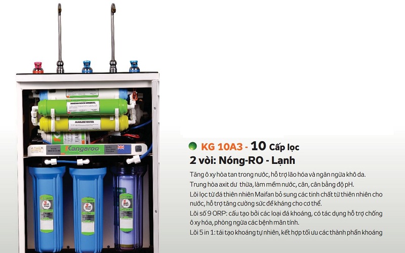 Máy lọc nước Kangaroo KG10A3 10 cấp lọc 2 vòi (Nón